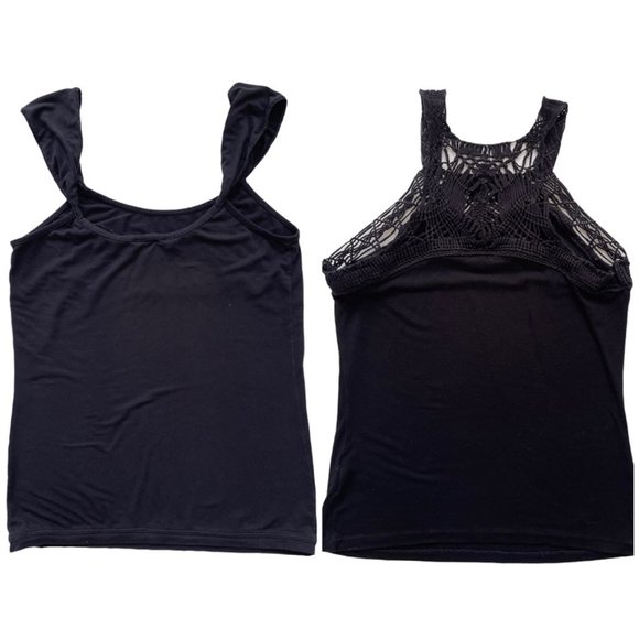 Lot of 2 Halter Black Cami Tops Size XS Vintage - Picture 2 of 4